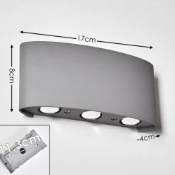 Abaiang Applique Murale D'Exterieur Led Argente, 6 Lumieres