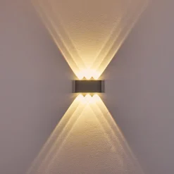 Abaiang Applique Murale D'Exterieur Led Argente, 6 Lumieres