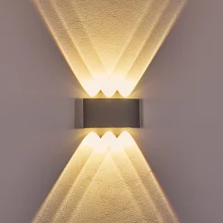 Abaiang Applique Murale D'Exterieur Led Argente, 6 Lumieres