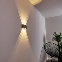 Abaiang Applique Murale D'Exterieur Led Argente, 6 Lumieres