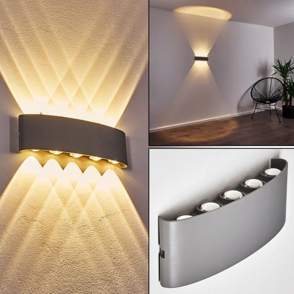 Abaiang Applique Murale D'Exterieur Led Argente, 10 Lumieres
