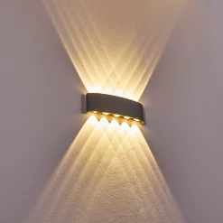 Abaiang Applique Murale D'Exterieur Led Argente, 10 Lumieres