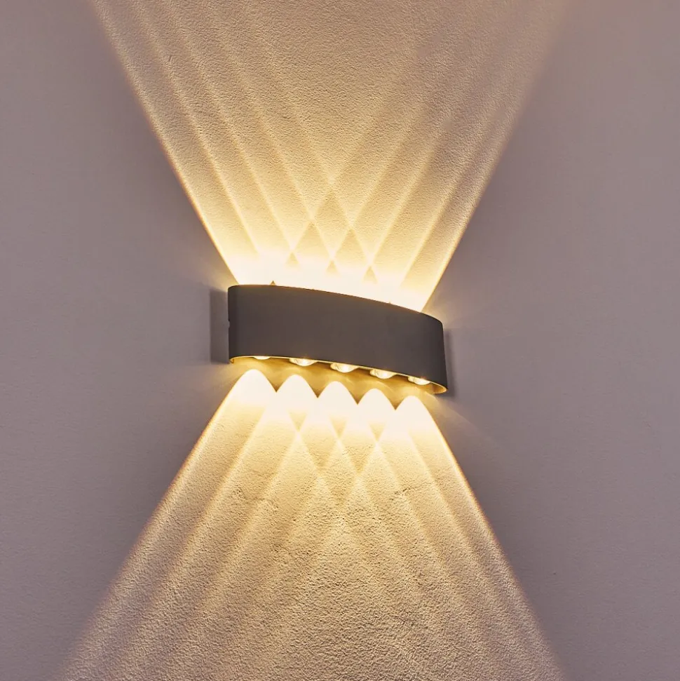 Abaiang Applique Murale D'Exterieur Led Argente, 10 Lumieres