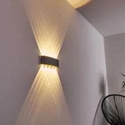 Abaiang Applique Murale D'Exterieur Led Argente, 10 Lumieres