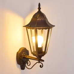 Applique Exterieure Hongkong Brun Dore, 1 Lumiere