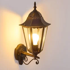 Applique Exterieure Hongkong Brun Dore, 1 Lumiere