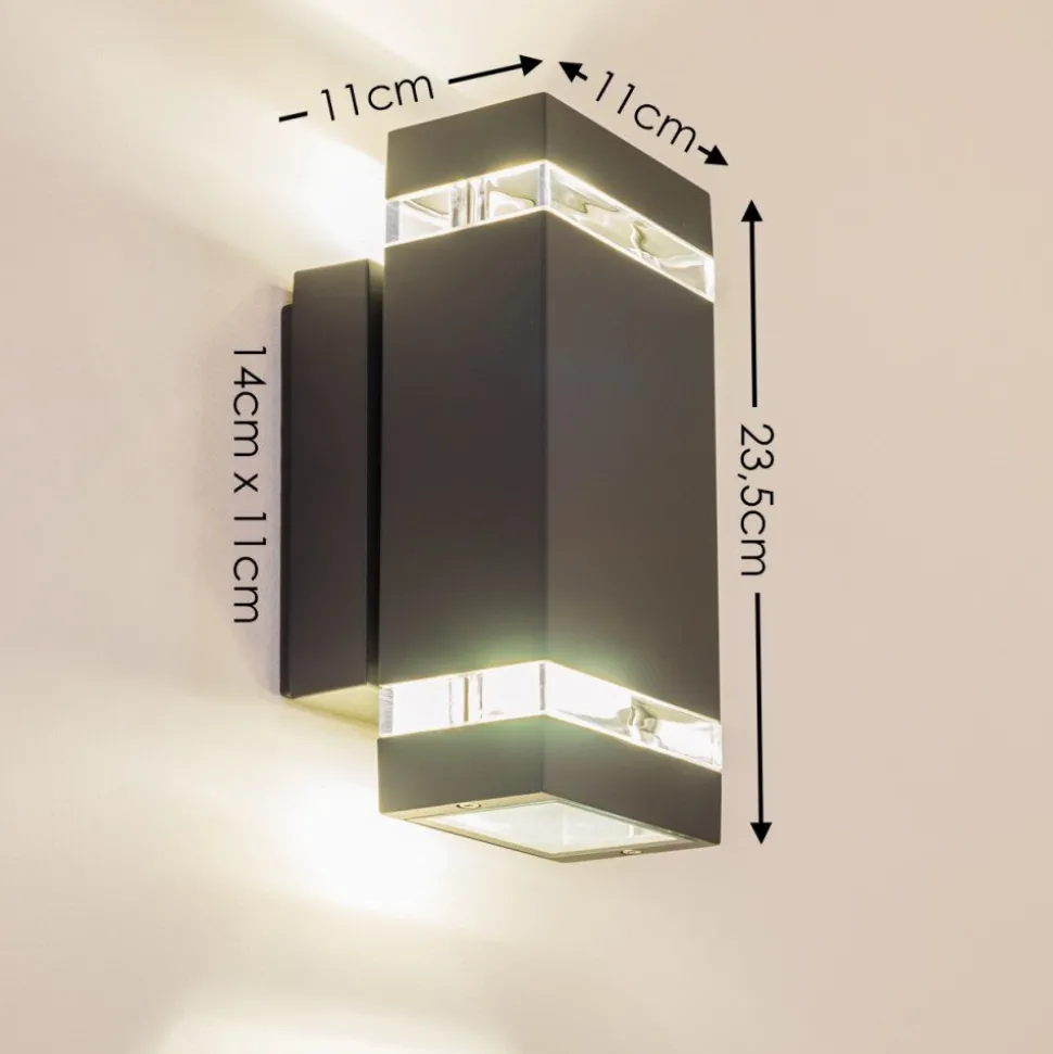 Applique Exterieure Lutak Led Anthracite, 2 Lumieres