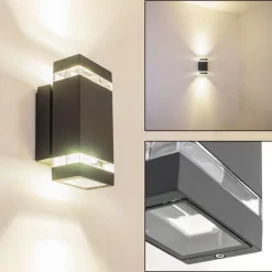 Applique Exterieure Lutak Led Anthracite, 2 Lumieres