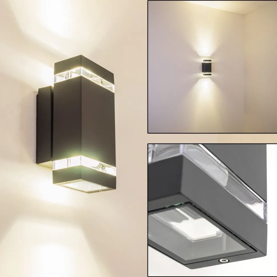 Applique Exterieure Lutak Led Anthracite, 2 Lumieres