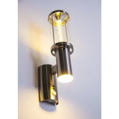Applique Exterieure Popoyan Led Acier Inoxydable, 2 Lumieres, Detecteur De Mouvement