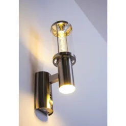 Applique Exterieure Popoyan Led Acier Inoxydable, 2 Lumieres, Detecteur De Mouvement