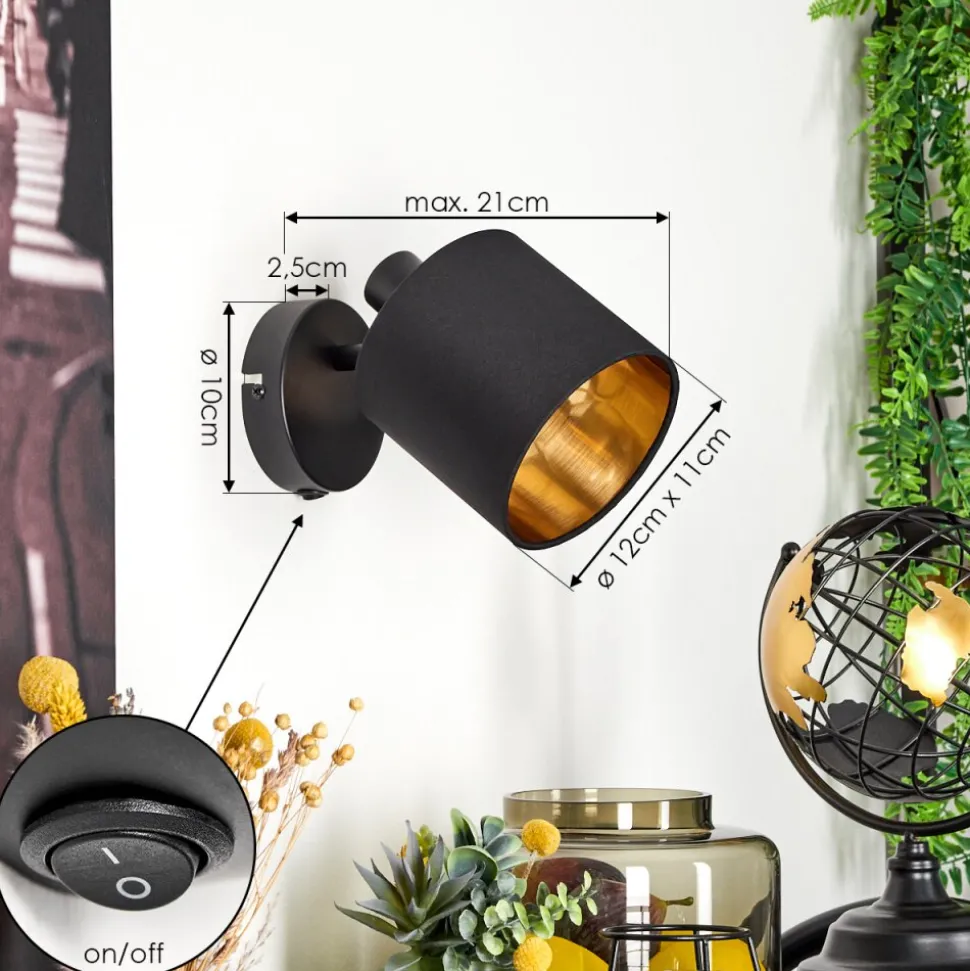 Applique Murale Alsen Noir, 1 Lumiere