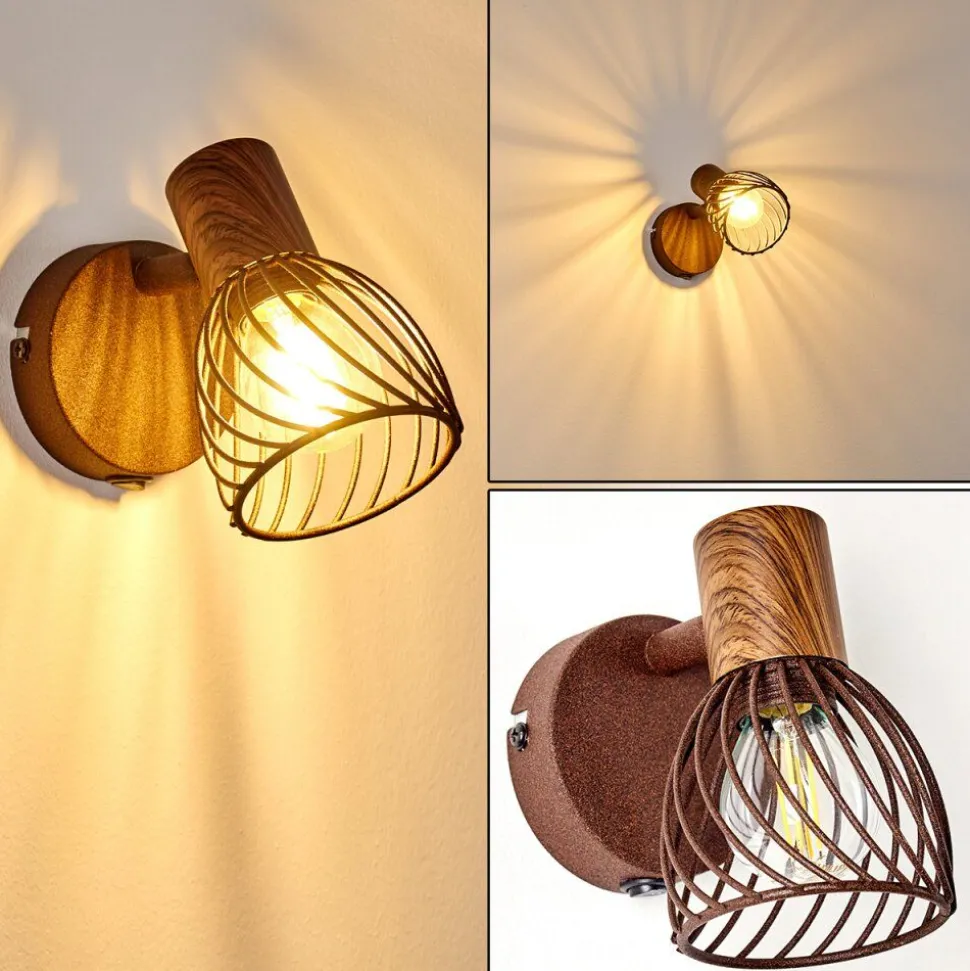 Applique Murale Arjen Bois Fonce, Rouille, 1 Lumiere