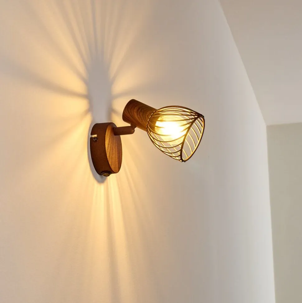 Applique Murale Arjen Bois Fonce, Rouille, 1 Lumiere