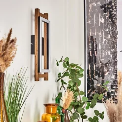 Applique Murale Ayajasco Led Couleur Bois, Ecru, Noir, 1 Lumiere