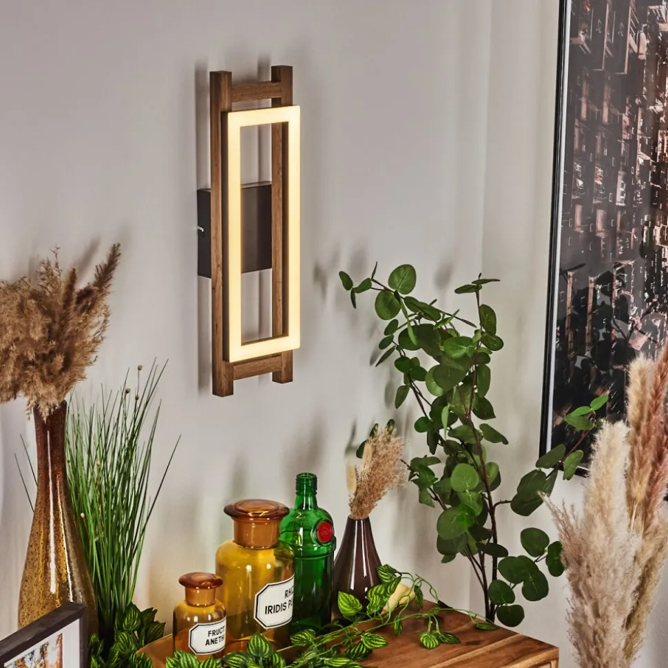 Applique Murale Ayajasco Led Couleur Bois, Ecru, Noir, 1 Lumiere