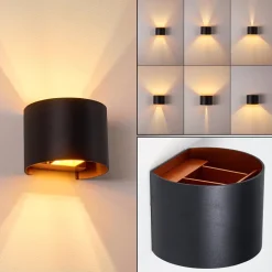 Applique Murale Badajoz Led Cuivre, Noir, 1 Lumiere