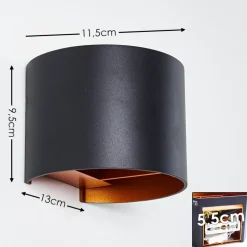 Applique Murale Badajoz Led Cuivre, Noir, 1 Lumiere