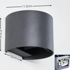 Applique Murale Badajoz Led Anthracite, 1 Lumiere