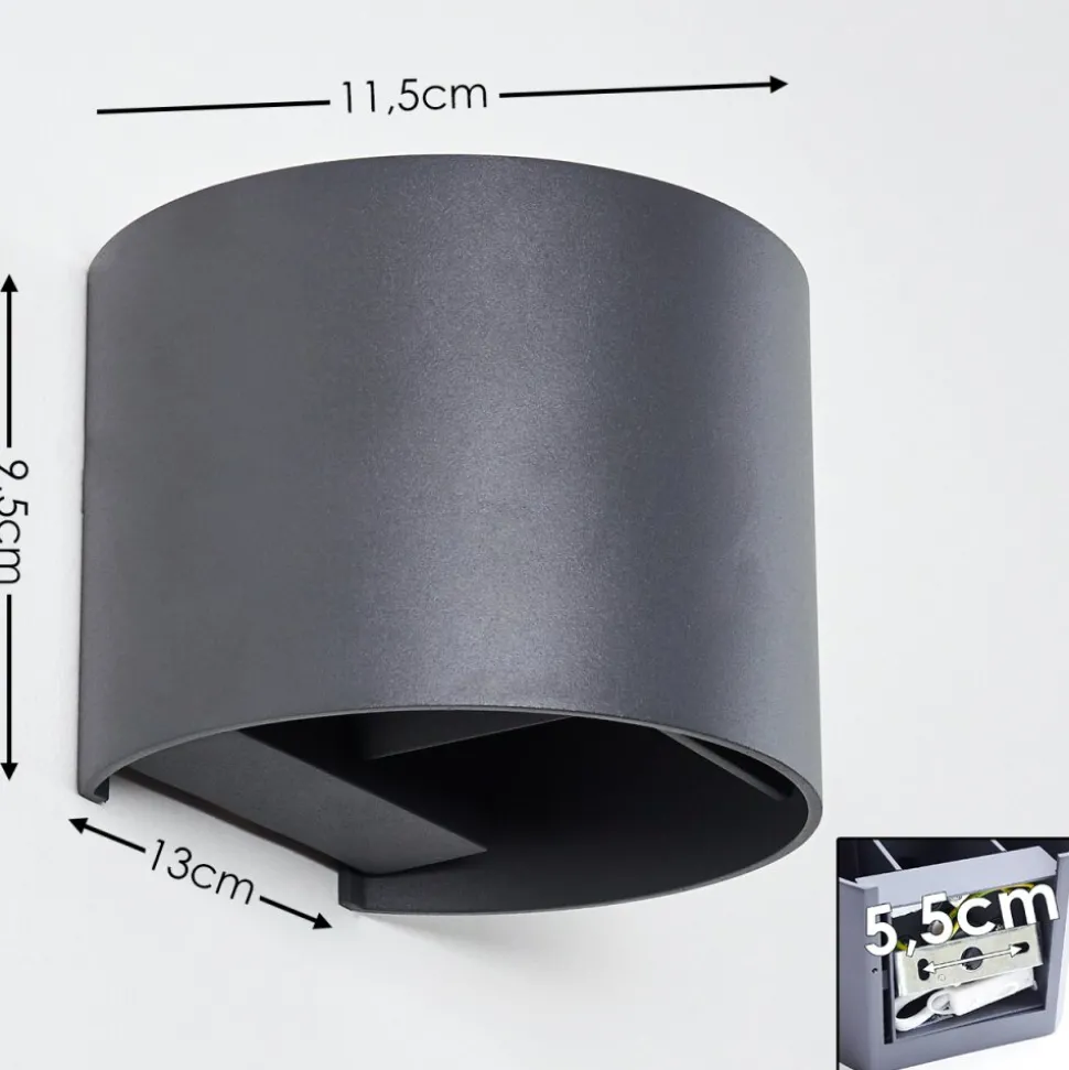 Applique Murale Badajoz Led Anthracite, 1 Lumiere