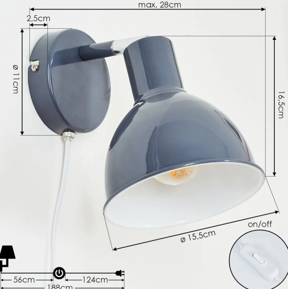 Applique Murale Caney Chrome, Gris, 1 Lumiere