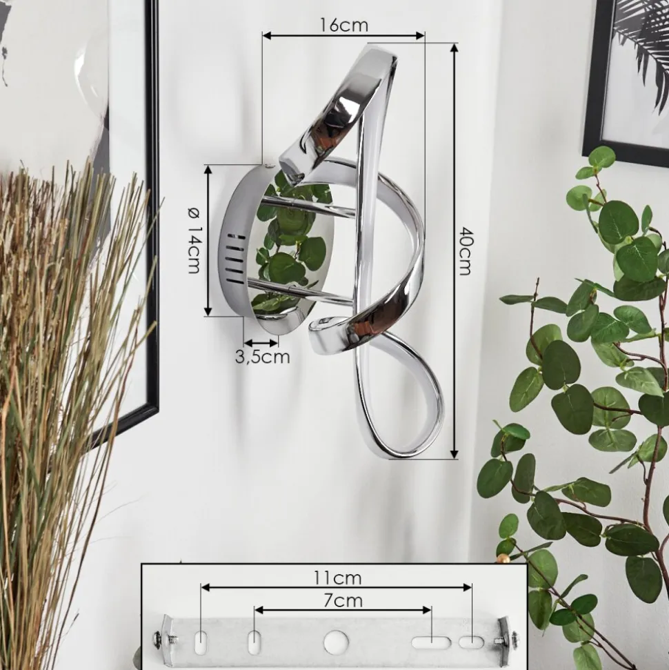 Applique Murale Dauntey Led Chrome, Blanc, 1 Lumiere