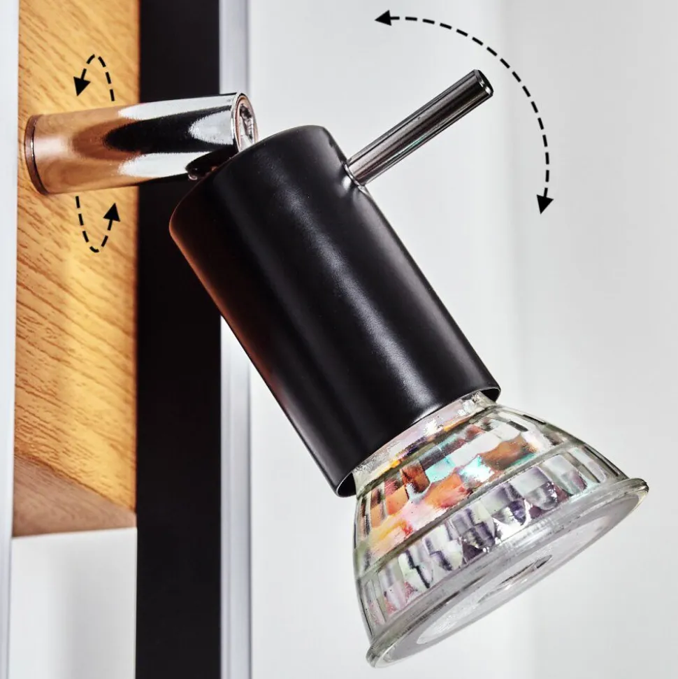 Applique Murale Deadwood Led Brun, Chrome, Couleur Bois, 2 Lumieres