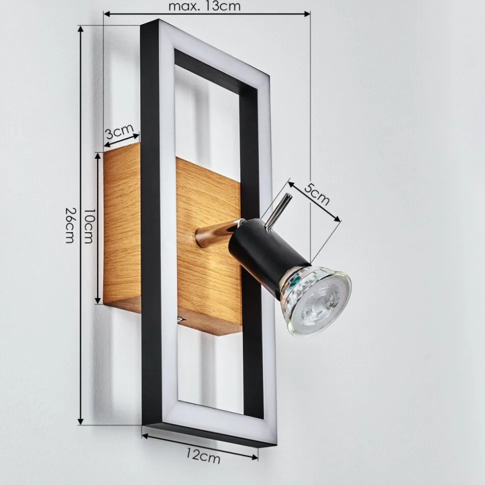 Applique Murale Deadwood Led Brun, Chrome, Couleur Bois, 2 Lumieres