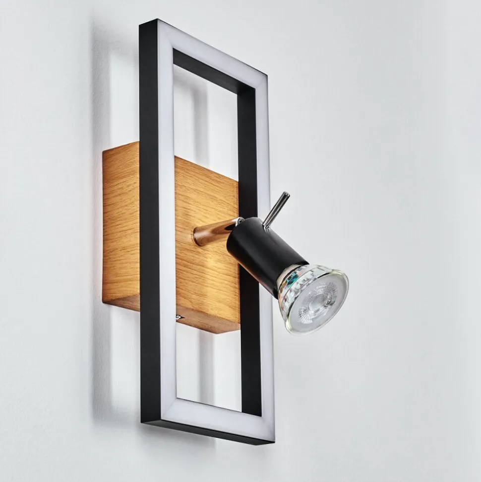 Applique Murale Deadwood Led Brun, Chrome, Couleur Bois, 2 Lumieres