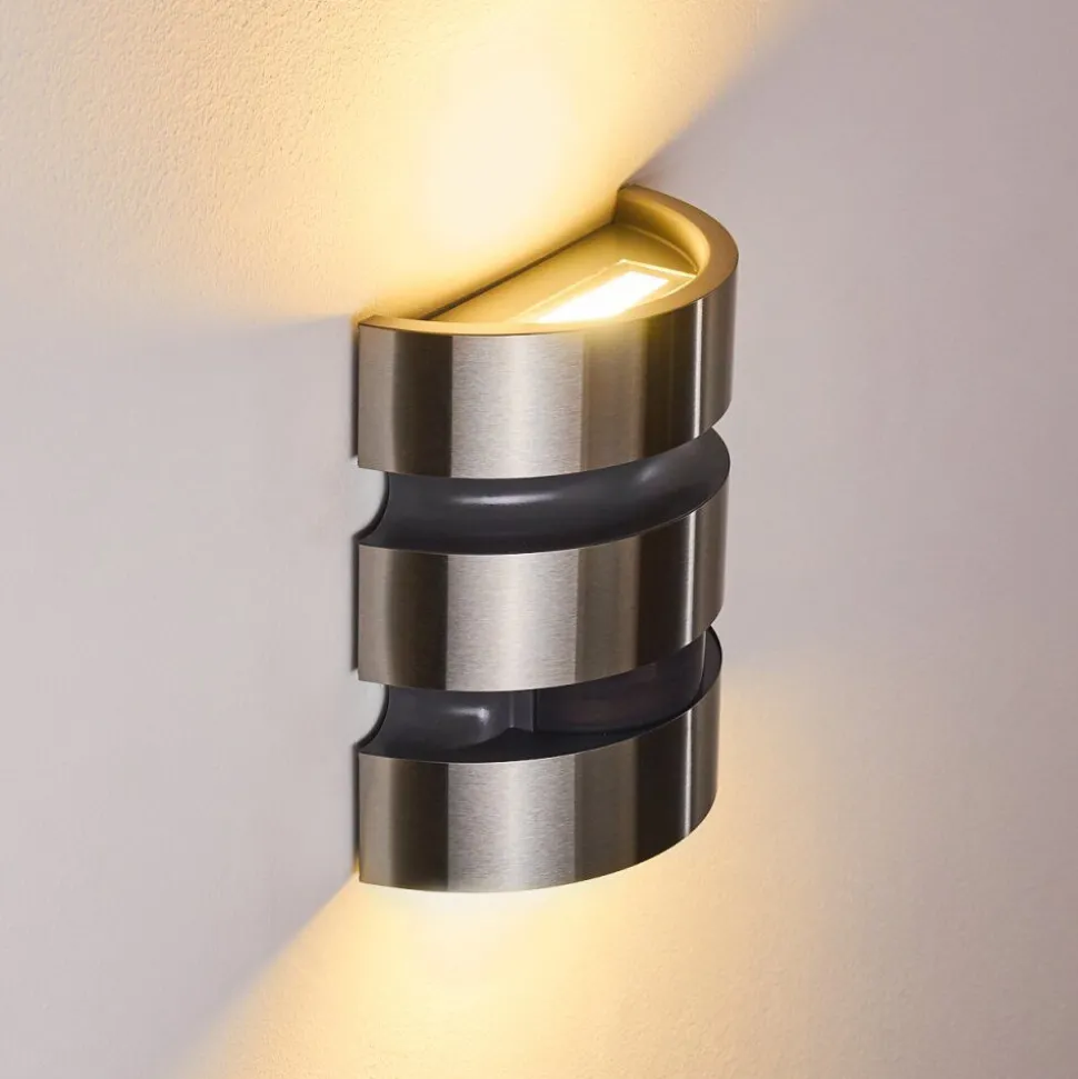 Applique Murale D'Exterieur Kolding Led Acier Inoxydable, Noir, 1 Lumiere, Detecteur De Mouvement