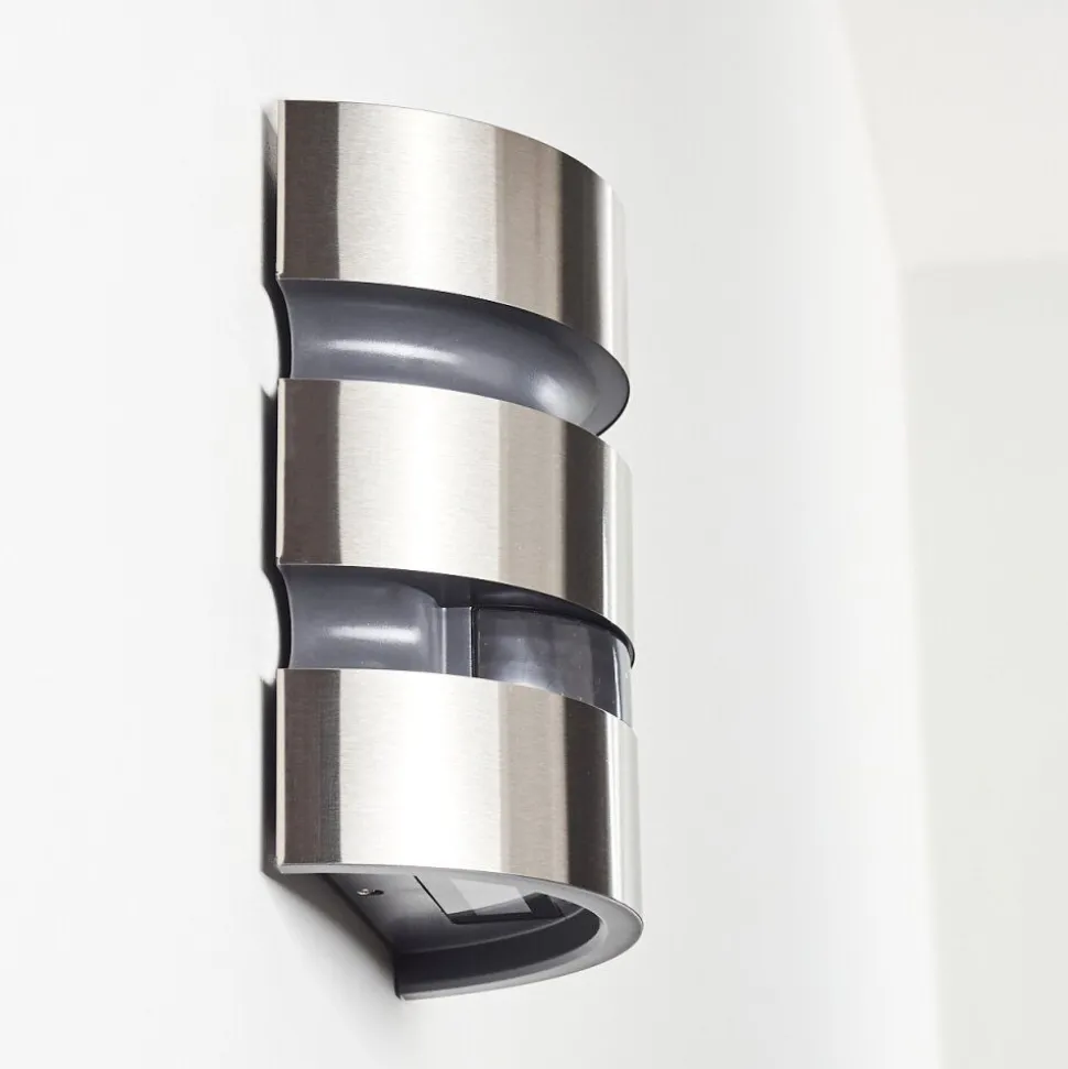 Applique Murale D'Exterieur Kolding Led Acier Inoxydable, Noir, 1 Lumiere, Detecteur De Mouvement
