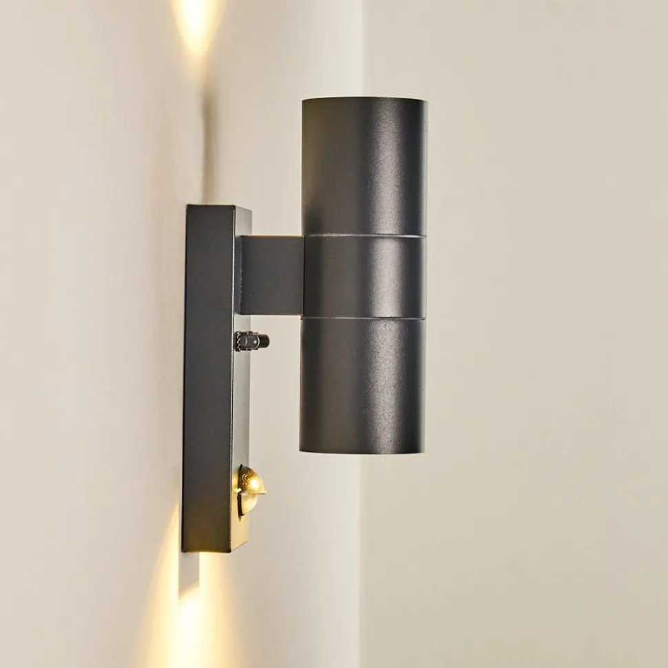 Applique Murale D'Exterieur Brachy Gris, 2 Lumieres, Detecteur De Mouvement