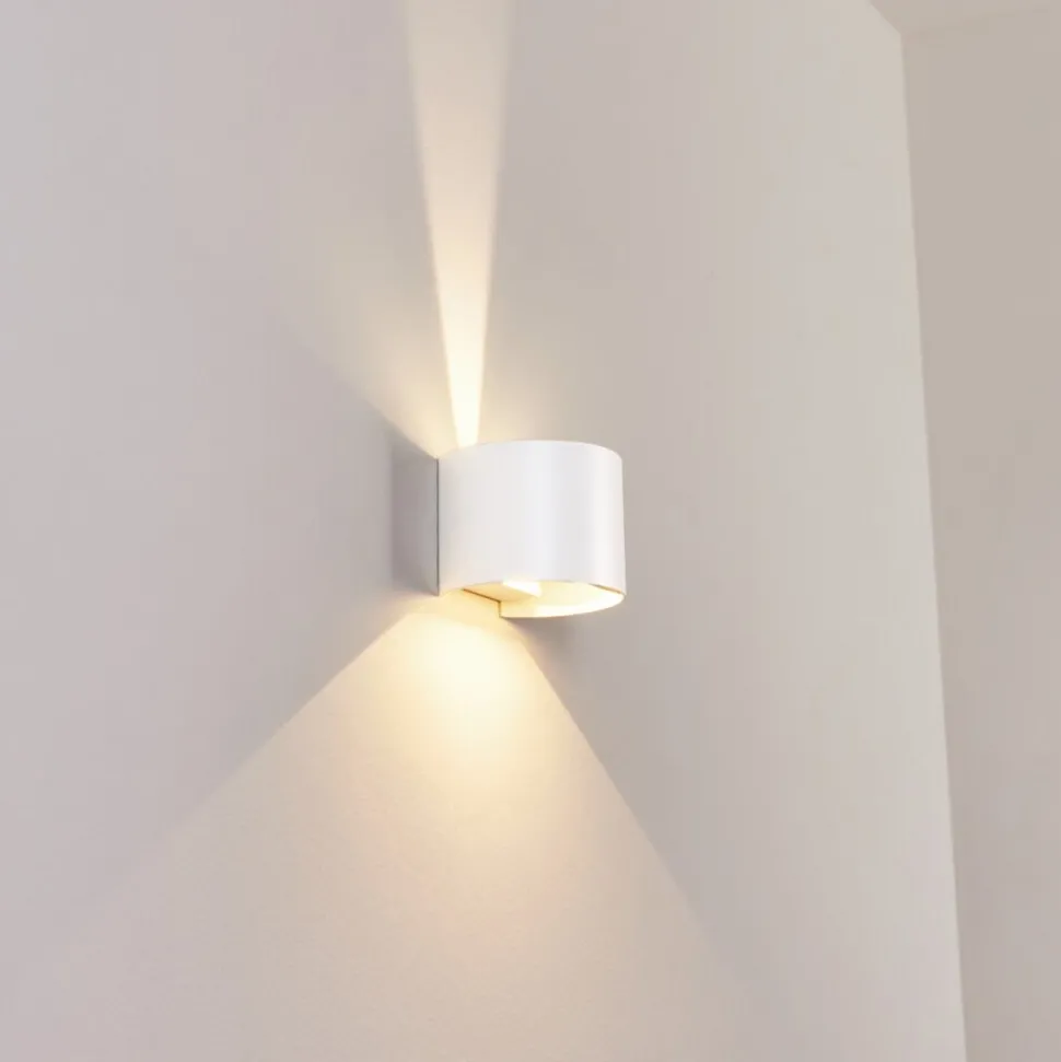 Applique Murale D'Exterieur Tamarin Led Blanc, 2 Lumieres