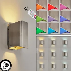 Applique Murale D'Exterieurbafueiras Led Nickel Mat, Blanc, 1 Lumiere, Telecommandes, Changeur De Couleurs