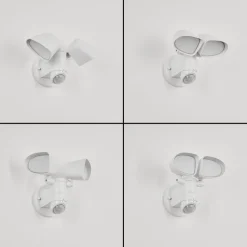 Applique Murale D'Exterieur Langra Led Blanc, 2 Lumieres, Detecteur De Mouvement