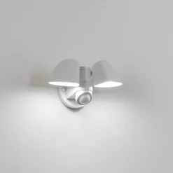Applique Murale D'Exterieur Langra Led Blanc, 2 Lumieres, Detecteur De Mouvement