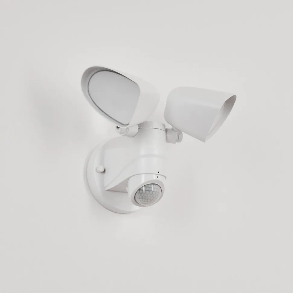 Applique Murale D'Exterieur Langra Led Blanc, 2 Lumieres, Detecteur De Mouvement