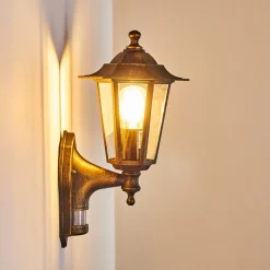 Applique Murale D'Exterieur Loria Brun Dore, 1 Lumiere