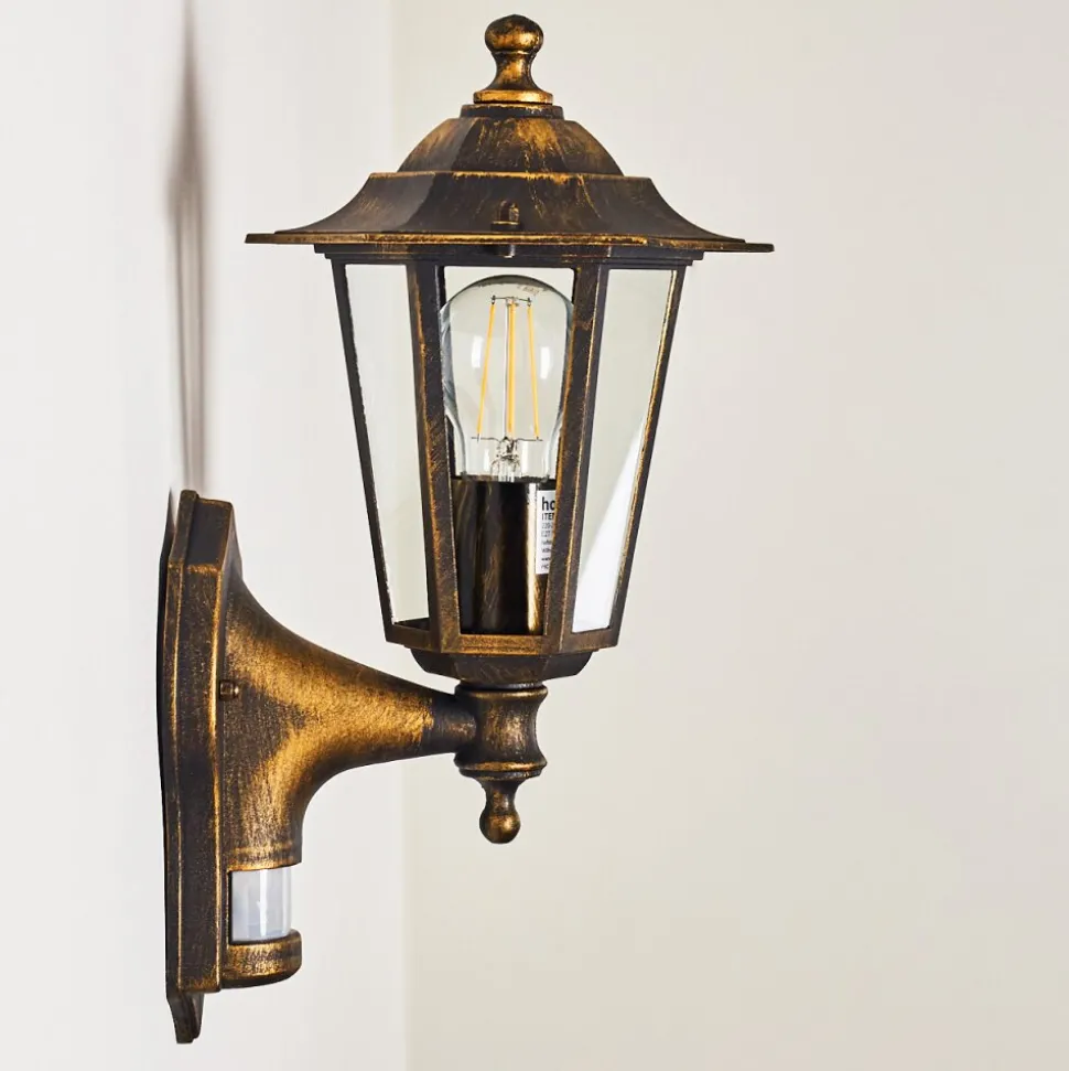 Applique Murale D'Exterieur Loria Brun Dore, 1 Lumiere