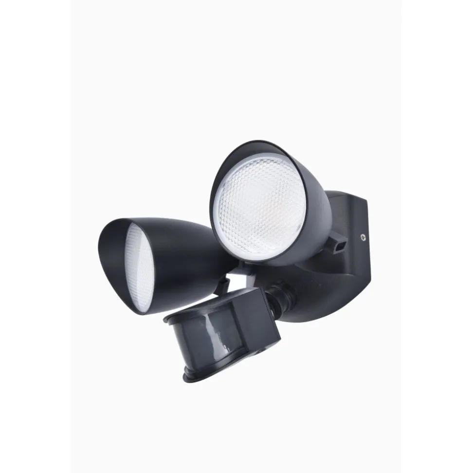Applique Murale D'Exterieur Lutec Shrimp Led Noir, 1 Lumiere, Detecteur De Mouvement