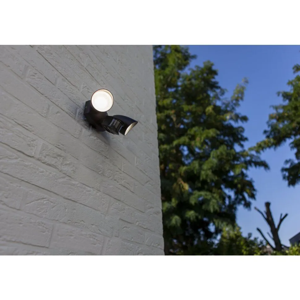 Applique Murale D'Exterieur Lutec Shrimp Led Noir, 1 Lumiere, Detecteur De Mouvement
