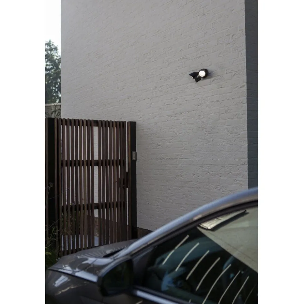 Applique Murale D'Exterieur Lutec Shrimp Led Noir, 1 Lumiere, Detecteur De Mouvement