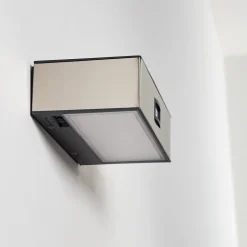 Applique Murale D'Exterieur Attu Led Nickel Mat, 1 Lumiere, Detecteur De Mouvement