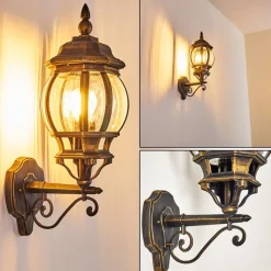 Applique Murale D'Exterieur Lentua Brun Dore, 1 Lumiere