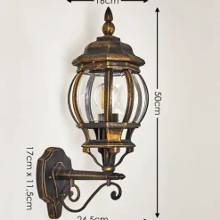 Applique Murale D'Exterieur Lentua Brun Dore, 1 Lumiere