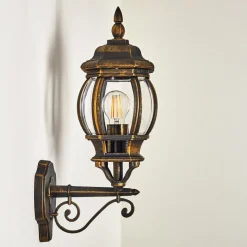 Applique Murale D'Exterieur Lentua Brun Dore, 1 Lumiere