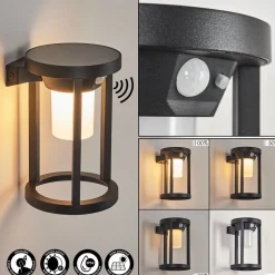 Applique Murale D'Exterieur Lokpano Led Noir, 1 Lumiere, Detecteur De Mouvement, Changeur De Couleurs