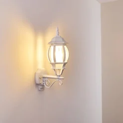 Applique Murale D'Exterieur Lentua Blanc, 1 Lumiere, Detecteur De Mouvement