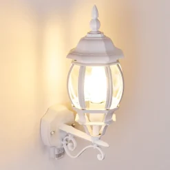 Applique Murale D'Exterieur Lentua Blanc, 1 Lumiere, Detecteur De Mouvement