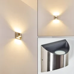 Applique Murale D'Exterieur Vano Led Nickel Mat, 2 Lumieres